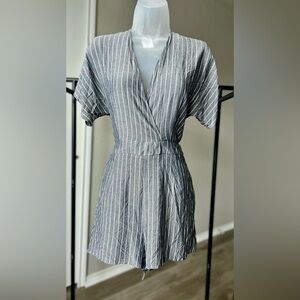 HYFVE Gray and White Striped Romper